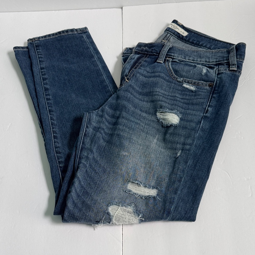 Abercrombie & Fitch Dark Blue Distressed Skinny Jeans